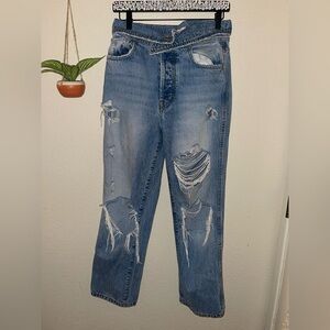 Revice fold over distressed jeans